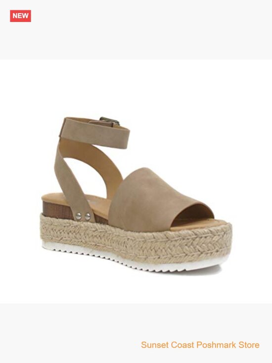 Open Toe Buckle Ankle Strap Espadrilles Flatform Wedge Casual Sandals main image 0